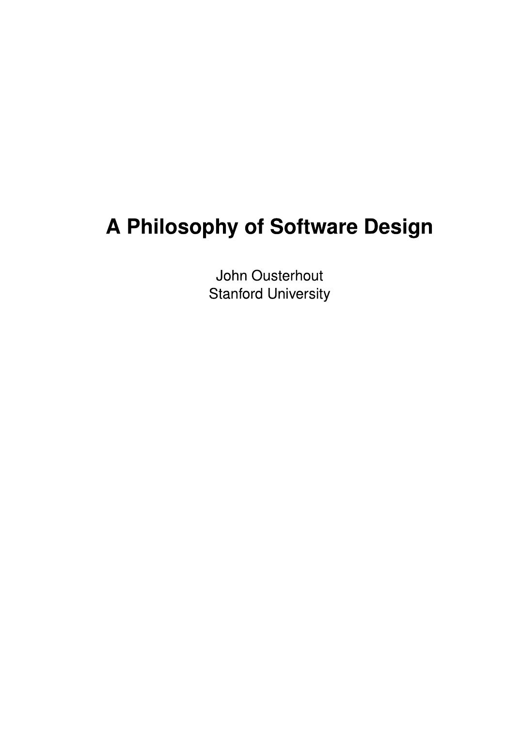 A Philosophy of Software Design